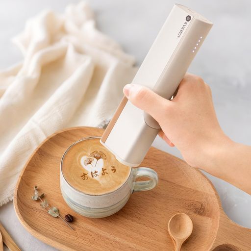 EVEBOT 小型PRINTPEN 家庭・小規模店舗向け コーヒー/ラテ/クッキー/マカロン/写真ケーキ対応 DIYフードデザイン - ちゃいろ|シュガーライトSTORE