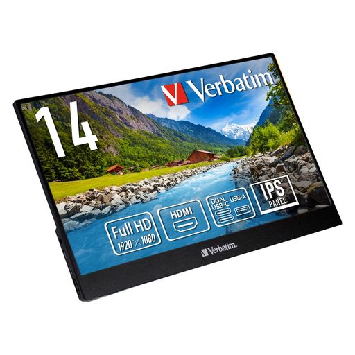 Verbatim バーベイタム モバイルモニター 14インチ フルHD 1080P (ゲーム機/PC対応/HDMI/Type-C/スピーカー付/メーカー2年保証)|シュガーライトSTORE