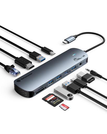 YottamasterUSBCハブ(11-IN-13個10Gbpsのポート)USB-C3.2Gen2超高速データ転送Type-Cアダプター4K@60HzHDMI出力100WPD急速充電ギガビットイーサネットLANポート 4,399円
