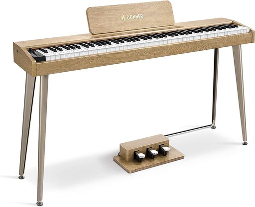 Donner電子ピアノ88鍵盤でんしぴあのベロシティセンシティブ鍵盤タッチMIDI3本ペダルスタンドアダプター付温かみを感じる木製初心者コンパクト日本語説明書オーク調DDP-60