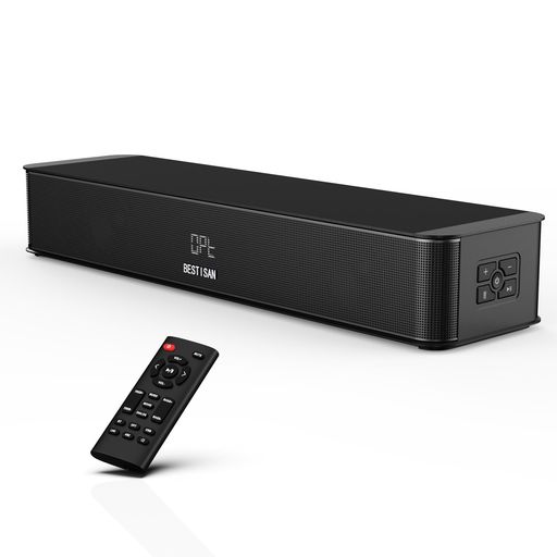 BESTISAN2.1chサウンドバー42センチテレビ用サウンドバーPC用スピーカー重低音強化型Soundbar底部サブウーファー付きHDMI(ARC)/Bluetooth/USB/デジタル/AUX/対応SE01ブラックリモコン付き
