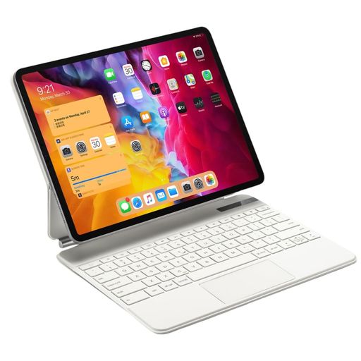 マグネット式 iPadAir13インチ M3 M2 キーボード タッチパッド バックライト付き 磁気吸着式 iPadPro12.9インチ 第6/5/4/3世代 キーボードケース カバー 一体型 トラックパッド付き,ホワイト｜シュガーライトSTORE