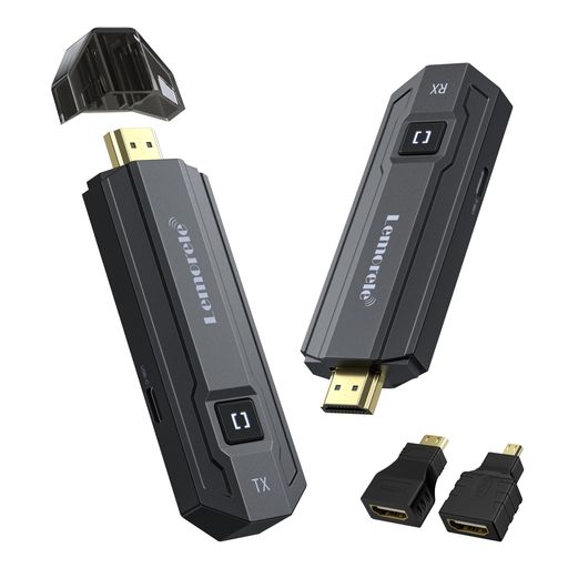 ワイヤレスhdmi送受信機セット小型ムセン8台送信機増設可能5Ghzデイアルバン/WIFI&設定不要/50M/1080P/66ms超低遅延無線/ABS収納に便利Lemorelehdmi無線化拡張モード映像音声同期出力