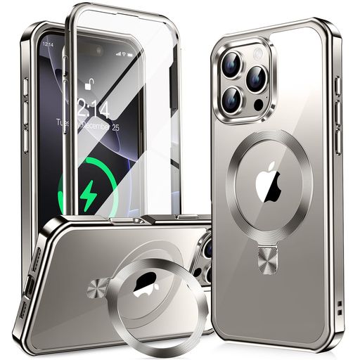 【360°全面保護・スタンド・Magsafe対応】KELLCASEiPhone16ProMax用ケース両面隠しスタンド・CDリング横縦両立ワイヤレス充電いphone16promaxカバーメッキバンパー米軍MIL規格耐衝撃