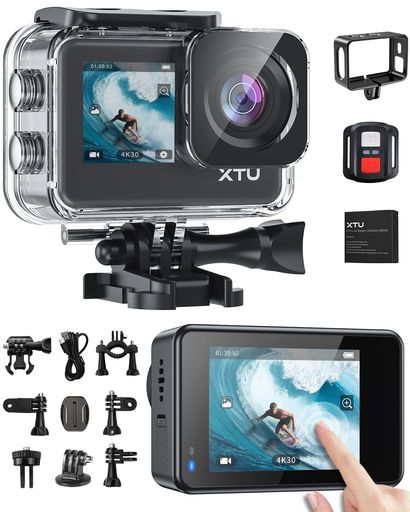 XTU S6 動き写真器 4K 20MP 動きカム 【Ambarella H22 中央処理装置\u0026SONY IMX386 検出器】SuperSmooth手ぶれ手を加える4.0 運動競技写真器 外の方マイクロホン相応う 縦方角映画化 発声取り締まる役立つこと 無線LAN積み上げる