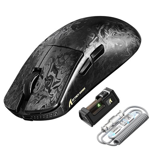 ATTACKSHARKR11Ultra黒羽カーボンファイバーマウスゲーミングマウスWワイヤレス超軽量49gPAW3950MAXNordic528408000Hz42000dpi20KFPS2.4G/Bluetooth/USB-C