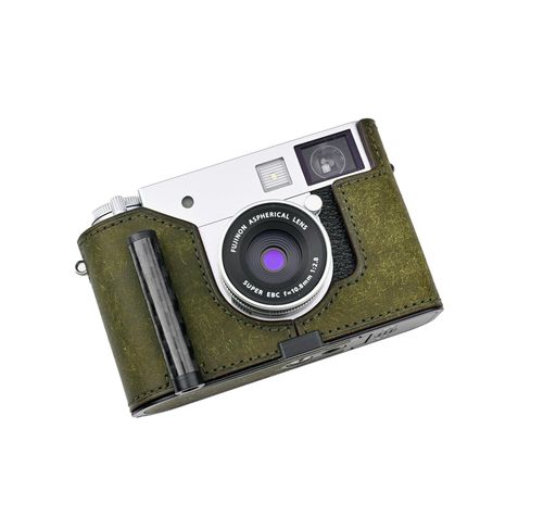 CLC handmade 対応 fuji x-half/fuji x-half 専用 カメラケース カメラカバー カメラバッグ 本革 頭層牛革本体+メタルベースプレート+ハンドル (Matte Green)|シュガーライトSTORE