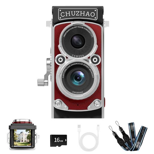 CHUZHAO ヴィンテージミニデジタルカメラ、ポータブルTLRスタイルのレトロでコンパクトな小型ポケットサイズ1080P｜シュガーライトSTORE