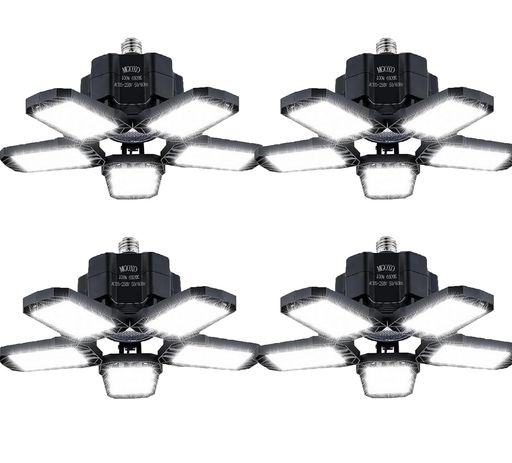 MGOXOガレージライト4個LEDシーリングライト6灯式省エネペンダントライトハイパワー超高輝度100W6500K昼白色折りたたみ式変形可能な天井照明カーポート、ワークショップ、パーキング、倉…