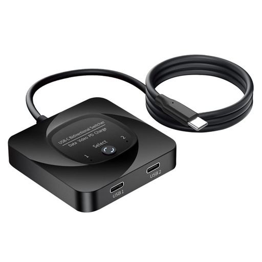 VbestlifeUSBCスイッチセレクター、2in1出力8K60HzHDタイプCモニター用双方向スイッチャースプリッター、ワンボタンスイッチ、電源インジケーター