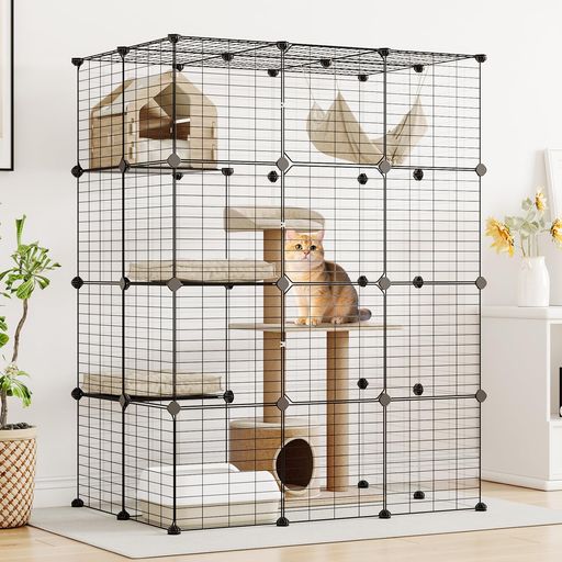 Topzoo猫ケージ大型3段多頭飼いキャットケージ大型猫猫用ケージ広い組立簡単組替え自由おしゃれキャットケージ大きい足場ワイド増やせる脱走防止室内飼い日本語説明書付き幅105x奥行き7…