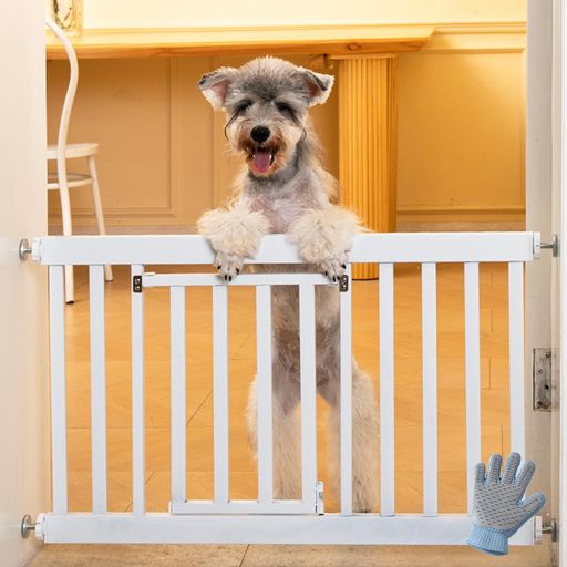 Puhang犬ドア犬用ペットフェンス安全ゲートペットゲート高さ45cm4cm柵間隔バリアゲートロック付き犬網脱走防止侵入防止ドアストッパー間仕切りメッシュ突っ張りタイプ庭室内玄関階段室…