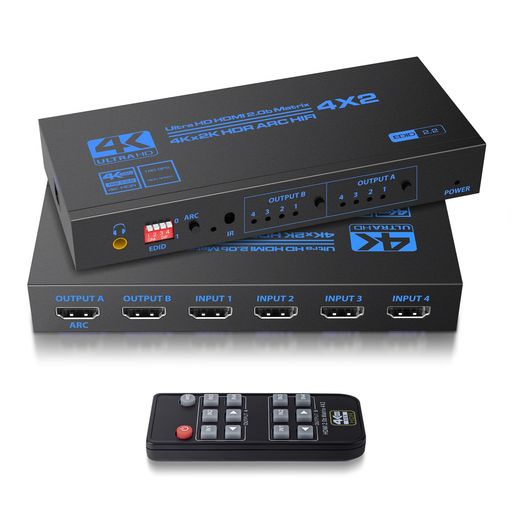 avedio links HDMI 行列 4インプット2最終生産物 4K@60サイクル相応う HDMI音吐引きはなす ARC役立つこと積み上げる 光デジタル+3.5粍ステレオ音吐最終生産物相応う オーディオ引きはなす器 遠隔操作付き添い人 Scaler役立つこと積み上げる