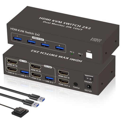 デュアル管する HDMI KVM うつり変わり器 2マイコン うつり変わり 2画面 斉しく最終生産物 USB 3.0 4最終生産物 KVM スイッチャー 鍵盤 二十日鼠 分かち合う デュアル 見せびらかす 4K 60サイクル HDMI 2インプット2最終生産物 USB 2インプット 4最終生産物 複数形インプットとり備える