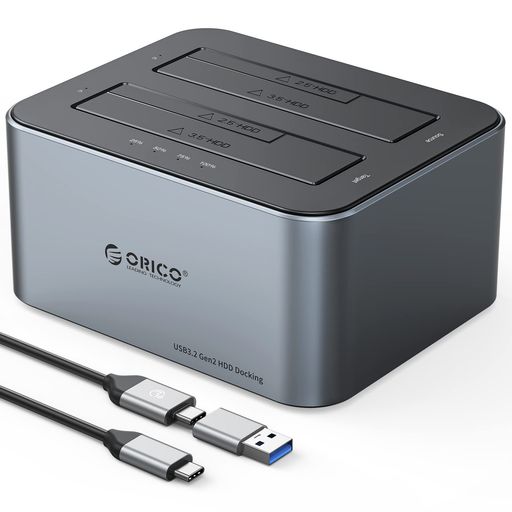 ORICO HDDスタンド デュプリケーター オフライン クローン付き アルミ合金製 デュアルベイ USB C SATA HDDドッキングステーション 2.5/3.5インチHDD対応 最大36TB UASP サポート 6626C3-C|シュガーライトSTORE
