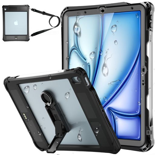 TMACJUMPiPadAirケース11インチM3/M2とiPadAir10.9インチ第5世代/第4世代対応IP68完全防水防塵耐衝撃ペン収納保護フィルム一体型キックスタンドショルダーストラップ付き
