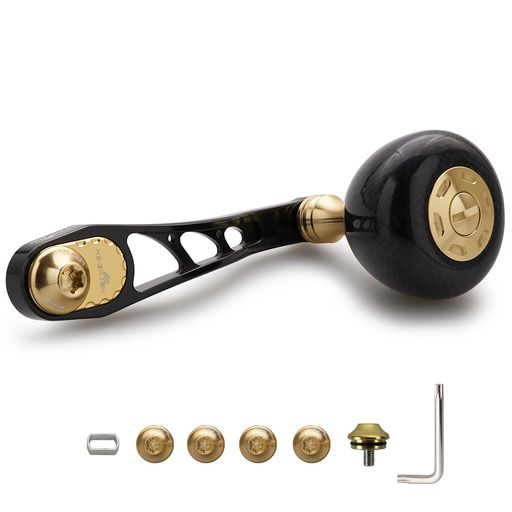 HEIGHTEN65/75mm可変リールハンドル36mmカーボン製ハンドルノブ搭載シマノ(SHIMANO)ダイワ(DAIWA)アブ(Abu)ベイトリール通用ArchCarbonSeries(ブラック&ゴールド)(1186)