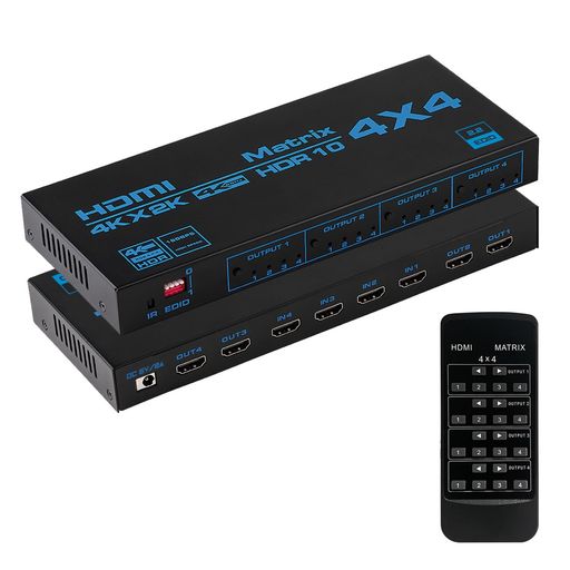 HDMI行列 4インプット4最終生産物 4K@60サイクル HDR相応う HDMI行列 セレクター 4x4 IR遠隔操作付き添い人 EDIDエクストラクタ 4界面 うつり変わり 4画面 分かち合う HDCP 2.2、RGB 4:4:4、YUV