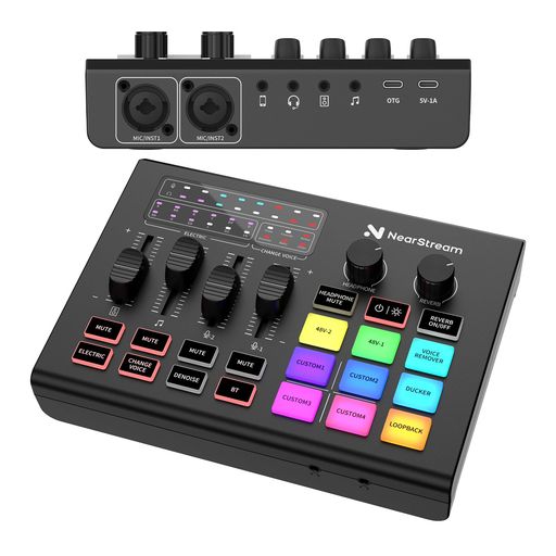 NearStreamAMIX20UオーディオインターフェースUSBオーディオミキサーゲーミングミキサーPC/スマホ/タブレットRGBライティングXLR/6.35mmコンボ入力AUXBluetoothマイク/ヘッドホン/楽器用 12,501円