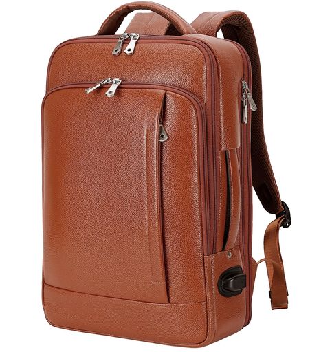 [TIDING]ビジネスリュックメンズ本革【大人の品格漂うブラウンx型崩れしない立体設計】2WAY横持ちキャリーオンマチ拡張15.6インチPC180°全開USBポート滑り止めクリップ付通勤出張洒落た茶色