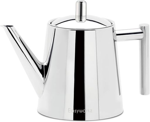 Easyworkzステンレス鋼製二重壁1000mlティーポット茶こし付き添い人紅茶の葉急須「クローム」