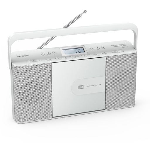 WINTECH(ウィンテック) 【CD時辰儀FMラジオ受信機】 CDC-810W 白いこと上半身 縦型か細いひな型 デュアルアラーム スヌーズ役立つこと スリープタイマー 単二蓄電池x4本(別売) AC100V(ACアダプタ属する) 広…