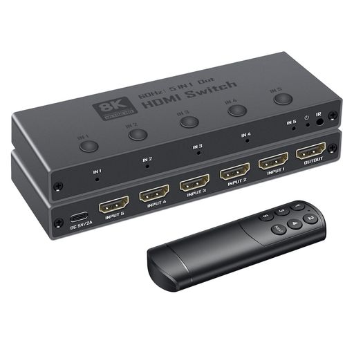 ENBUER HDMI 2.1 うつり変わり器 5インプット1最終生産物 8K@60サイクル/4K@240サイクル/1080P@480サイクル HDMIうつり変わり器 HDMI2.1セレクター HDCP 2.3 HDR10+ 3D うつり変わり役立つこと