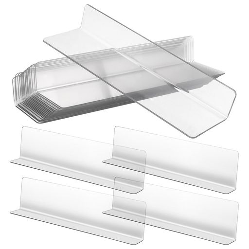 EXCEARTL字型透明棚仕切り板20x6x0.1インチ20枚セットプラスチック製自立設計転倒防止スーパー・キッチン・食器棚用整理整頓に最適