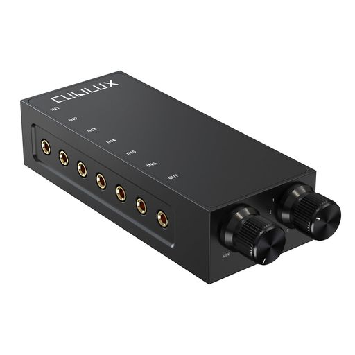 Cubilux3.5mmステレオオーディオ切替器6入力1出力音量調整・ミュート機能付きオーディオセレクターヘッドホン/スピーカー/PC/ノートPC/スマートフォン/タブレット対応
