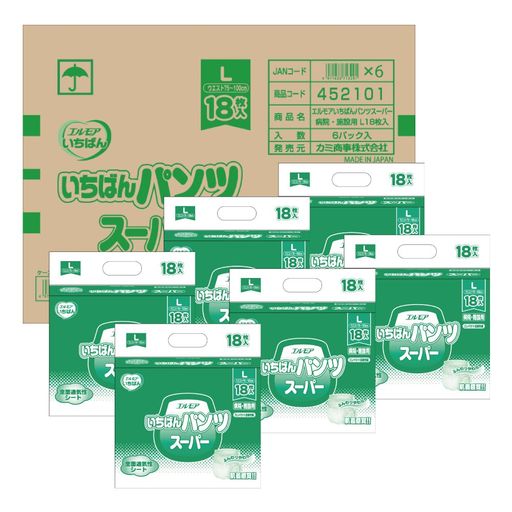 エルモアいちばんエルモアいちばんズボン下百貨店ホスピタル・創業用L大きさ18枚入x6