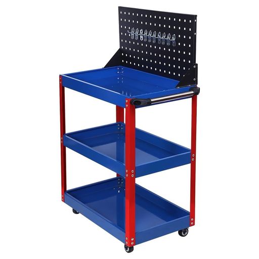 JZOOOZ ツールカート 3段 台車 工具入れ 移動 (サイズ:65.5X36X111CM//ブルーレッド)キャスター付き ガレージ 360°回転 移動 運搬 ガレージ 倉庫 修理工場用 台所、ホテル、倉庫のため 屋内&屋外…|シュガーライトSTORE