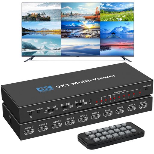 HDMI 画面取りわける器 9インプット1最終生産物 4K HDMI 画面取りわけるうつり変わり器 9x1 画 面うつり変わり器 hdm i 1080P 9画 面斉しく見せびらかす シームレスうつり変わりマルチビューワ ヴィデオディスク 競り合い機 なおなお書き3 ps4 Pro Fire TV 監督すること用遠隔操作付き添い人-黒いこと