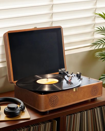 楽天市場】Portable Vintage Turntable Vinyl Record Player with