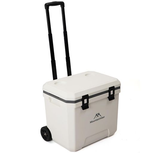 Mountainhiker空調設備ボックス席36L大電気容量保冷ボックスハードクーラー5昼日なか保冷車輪付き添い人軽銀アロイ製伸縮ハンドルキャンプBBQ魚釣り不仕合わせ打つ手(白いこと)