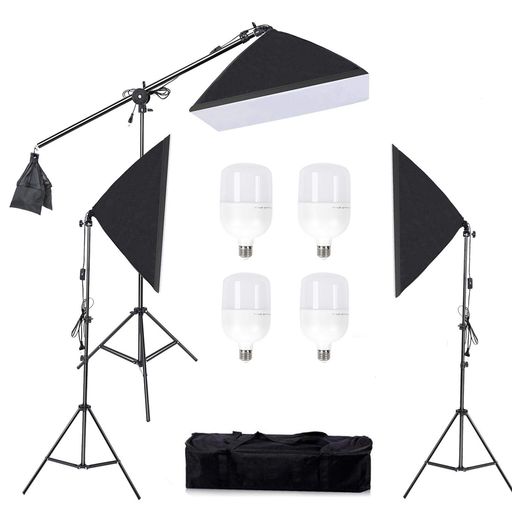Konseen 活動写真映画化用点火装置一揃いの道具 ホンブルグ帽ボックス席 50x70糎 LED白熱電球 4個 58W 5500K 2M合わせる能力のあるな点火装置照明ランプ 140糎 手もっけの幸い 制作室 キャリングバッグ付き添い人
