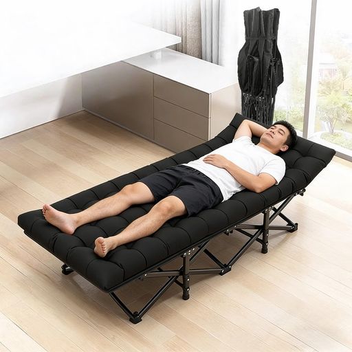 折りたたみベッド 幅広 シングル 簡易ベッド 幅80cm 折り畳み式 アウトドア キャンプ コット 耐荷重150kg 取り外し可能マットレス 組立不要 収納袋付き 収納便利 通気性 室内外兼用 庭 ビー…|シュガーライトSTORE