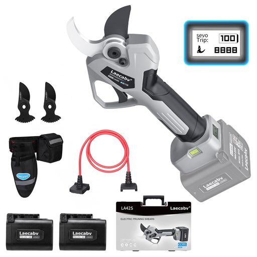 Laecabv電動切り落とすバサミ42粍大差しわたし1150Wブラシレスモーター25V4.0Ah乾電池2個液晶見せびらかす背負い式分け隔てる心積もり手元掛け目1kg園芸物の具労働者階級の切り落とす庭木生り物薄墨色x黒いこと天使の都市42SGYBK
