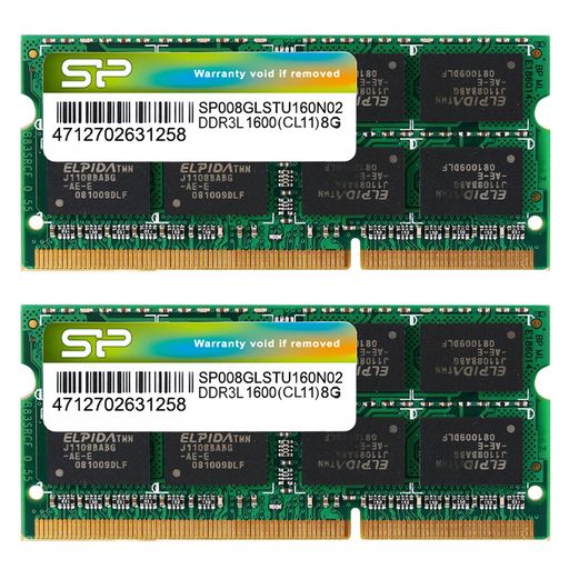 シリコンパワーノートマイコン用記憶装置1.35V(低起電力)DDR3L1600マイコン3L-128008GBx2枚204PinMac相応うSP016GLSTU160N22