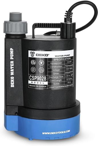 DEKOPRO 250W 水中ポンプ 排水ポンプ 最大吐出量9275L/H 底部入水式 電動ポンプ 最大揚程8.5M 強力 ポンプ 汚水 清水両用 50/60Hz共用 日本語取扱説明書 水耕栽培 水槽ウォーターポンプ 水族館 給…|シュガーライトSTORE