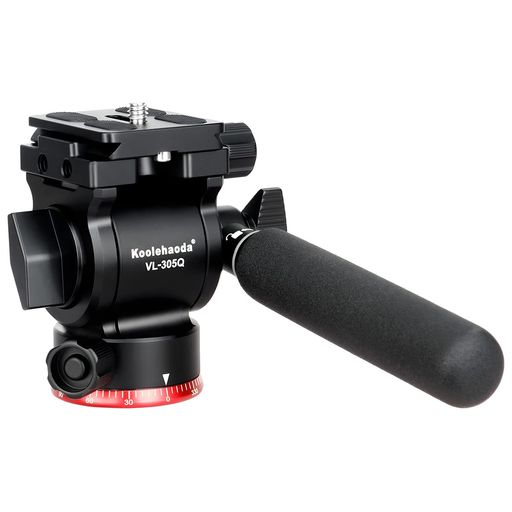 Koolehaodaフルードビデオ雲台2WAY雲台小型カメラ雲台1/4”ネジ付き360°回転可能、耐荷重3キロフラットベースアルミニウム製-VL305Q