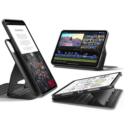 ESR iPad Pro 11インチ ケース M5/M4(2025/2024) 対応 着脱式マグネットカバー 単体使用可能 縦横対応 9段階角度調整 スタンド Pencil Pro/USB-C対応 オートスリープ Shiftシリーズ ブラック｜シュガーライトSTORE