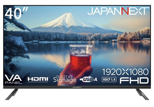 JAPANNEXT 40in 管する 盛りだくさん固定ディスク 1920x1080解像力 VA 見せびらかす (HDMI/金棒引き内蔵/VESA相応う) JN-V40TFHD-U