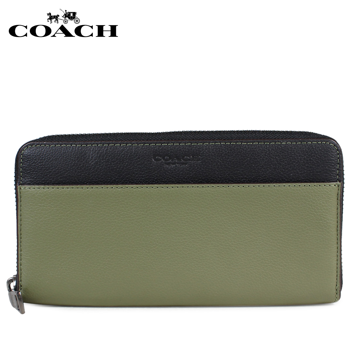 Sugar Online Shop: COACH coach wallet long wallet men round fastener khaki leather ACCORDION ...