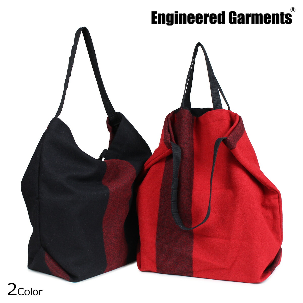 Engineered Garments Garfish Face Bag Men Gap Dis Tote Shoulder Carry All W Strap Black Red