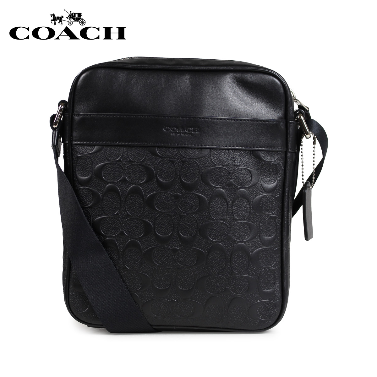 Coach Bag Shoulder Men Leather Signature Black F11741