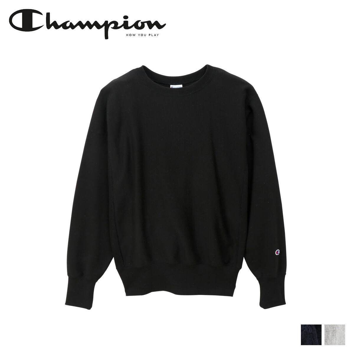 champion reverse weave crew black