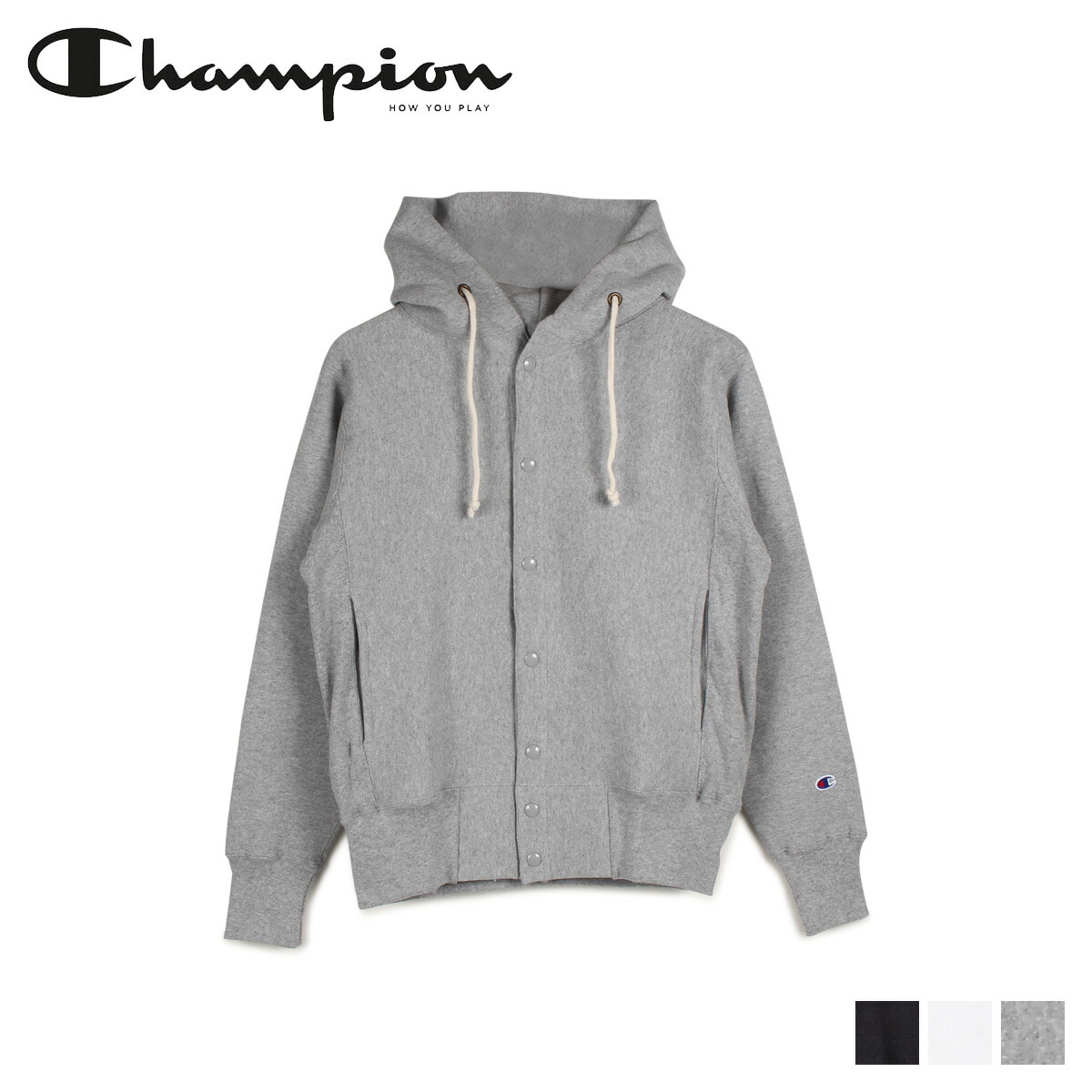 Champion ホワイト チャンピオン パーカー 黒 スウェット プルオーバー メンズ Revers Weave 白 Snap Hooded Sweatshirt ブラック ホワイト グレー 黒 白 C5 E103 シュガーオンラインショップ Rakuten Fashion The Sale 送料無料 チャンピオン Champion Revers