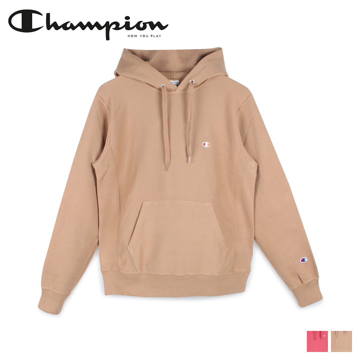 楽天市場 最大1000円offクーポン Champion チャンピオン パーカー リバースウィーブ スウェット プルオーバー メンズ Reverse Weave Crew Neck Sweat ピンク ブラウン C3 R110 シュガーオンラインショップ