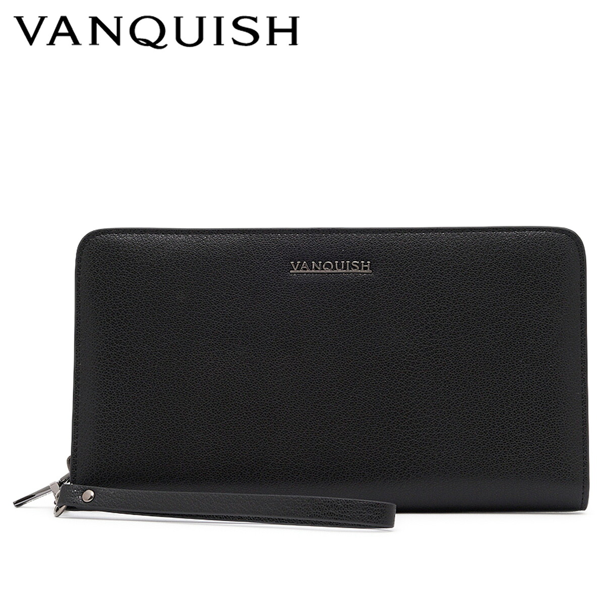 VANQUISH ヴァンキッシュ パスポートケース パスケース カードケース メンズ ラウンドファスナー 本革 PASSPORT CASE ブラック 黒 VQM-41260
