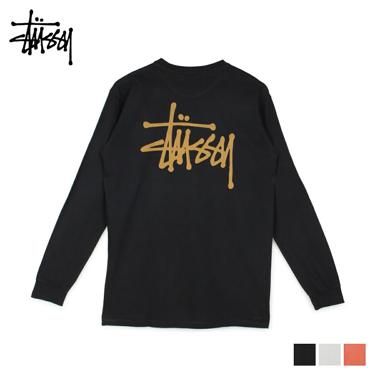 楽天市場 Stussy ステューシー Tシャツ 長袖 レディース カットソー ロゴ Basic Stussy Pig Dyed Ls Tee ブラック ホワイト オレンジ 黒 白 シュガーオンラインショップ